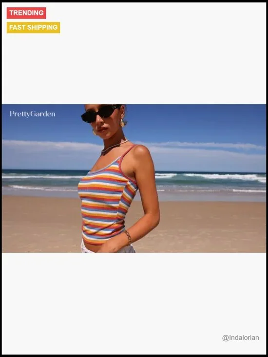 Polyester Blend Knit Spaghetti Strap Crop Tank Top Slim Fit - Picture 7 of 7